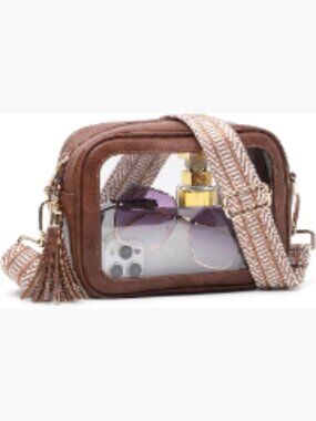 Clear Crossbody Purse Stadium Approved Small Concert Bag Adjustable Strap Tassel